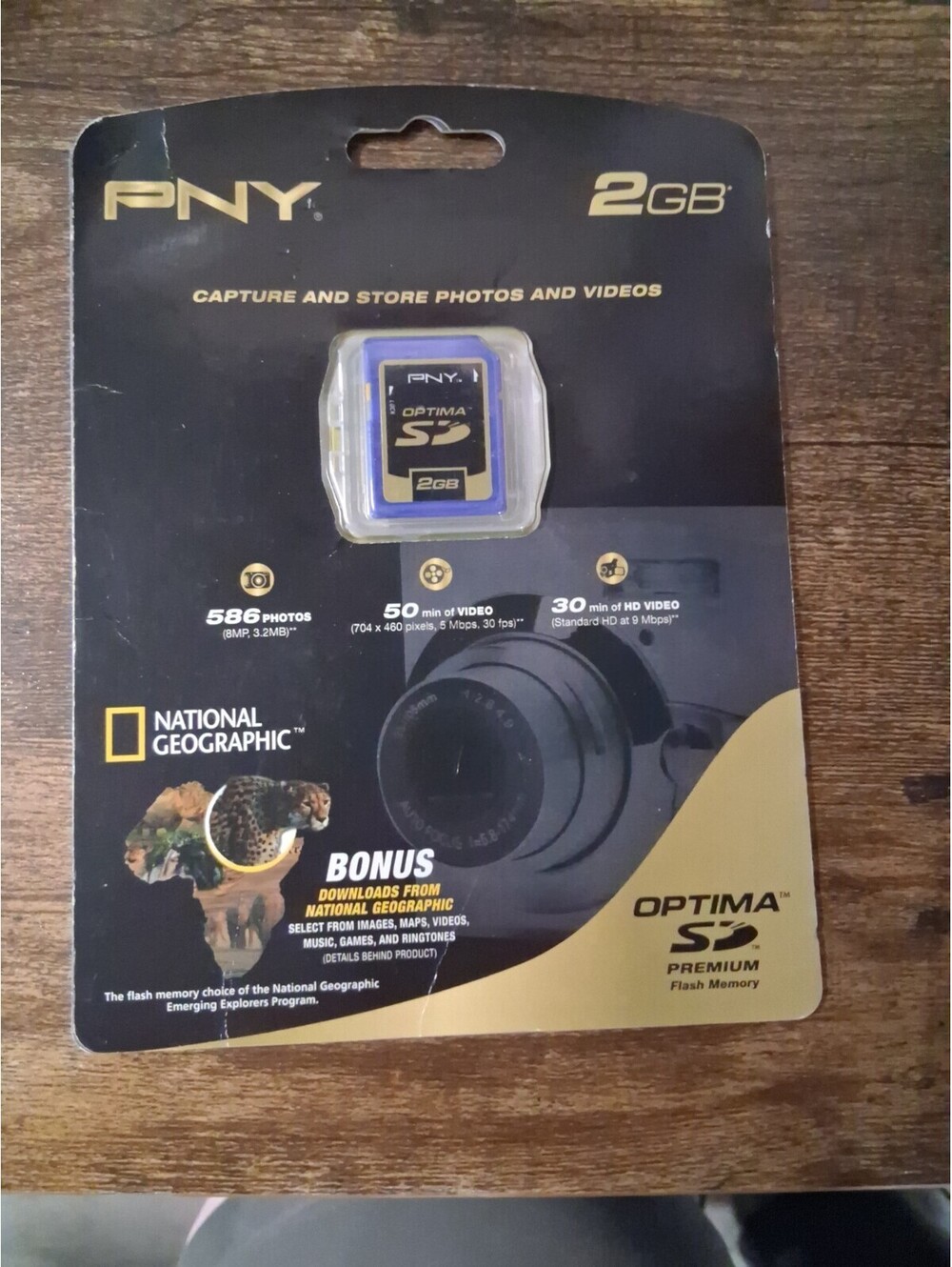 PNY Optima 2GB SD Camera Premium Flash Memory Card New And Sealed